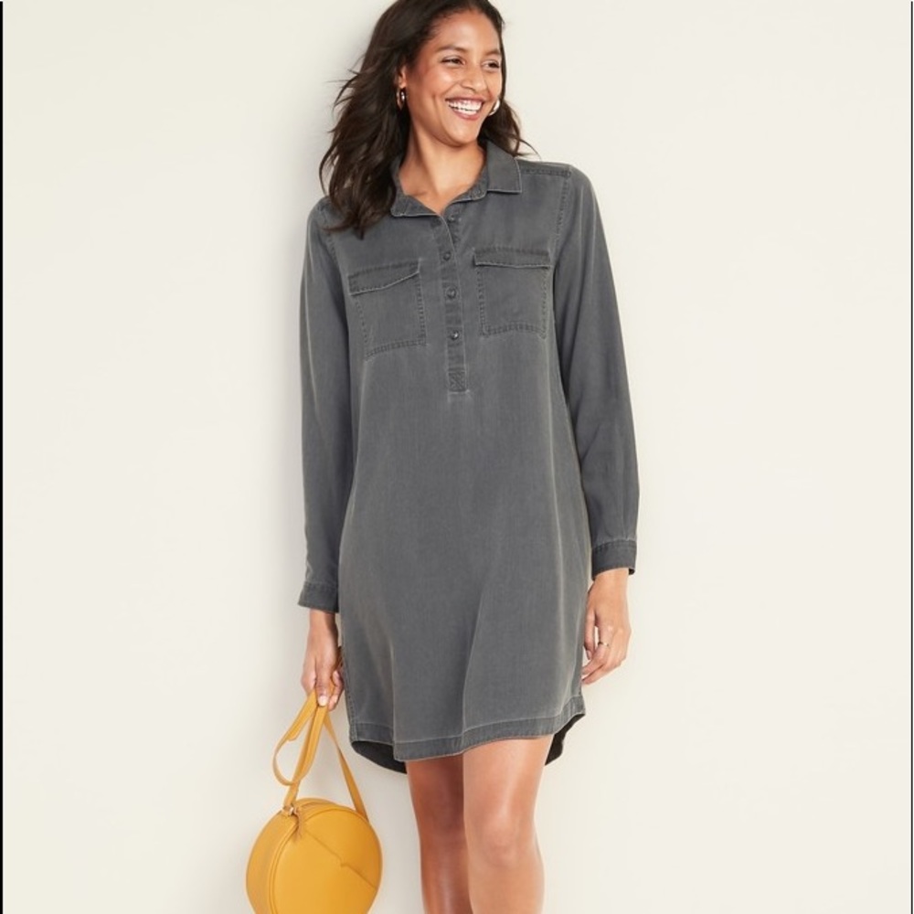 Old Navy Faded Shirt Dress, gray, size small/tall